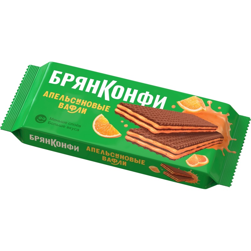 Изображение товара Вафли Брянконфи с апельсиновой начинкой 190 г — хрустящее и ароматное цитрусовое лакомство