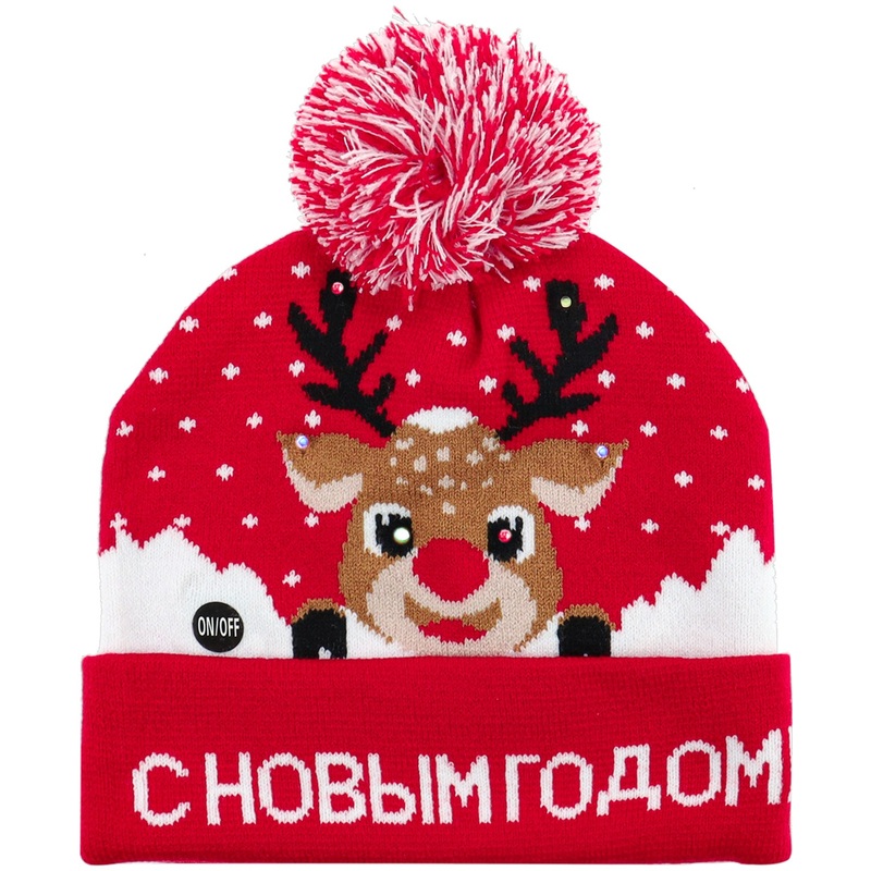 Изображение товара Новогодняя теплая шапка с подсветкой Миленд Торжество 27.3x23.4 см для зимних праздников