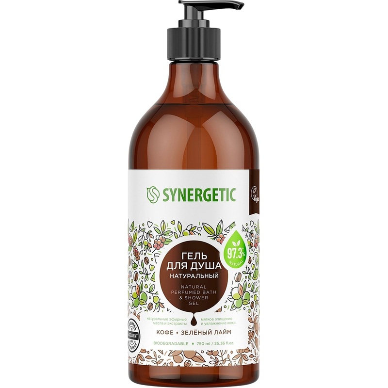 Изображение товара Гель для душа Synergetic Кофе и зелёный лайм 750 мл гипоаллергенный сертифицированный