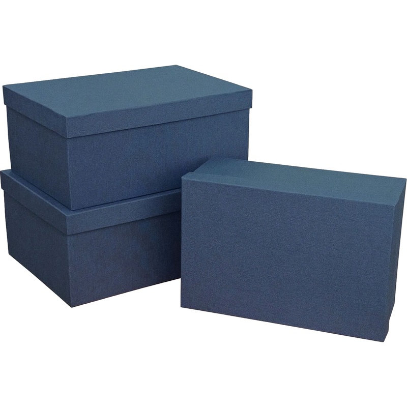 Изображение товара Набор подарочных коробок Рута Упак 3 в 1 Рогожка синих 3 шт в комплекте