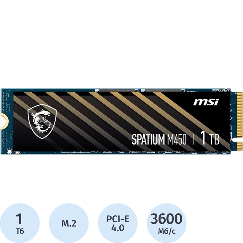 Изображение товара SSD накопитель MSI SPATIUM M450 1 ТБ PCI-E 4.0 NVMe M.2 для геймеров и профессионалов