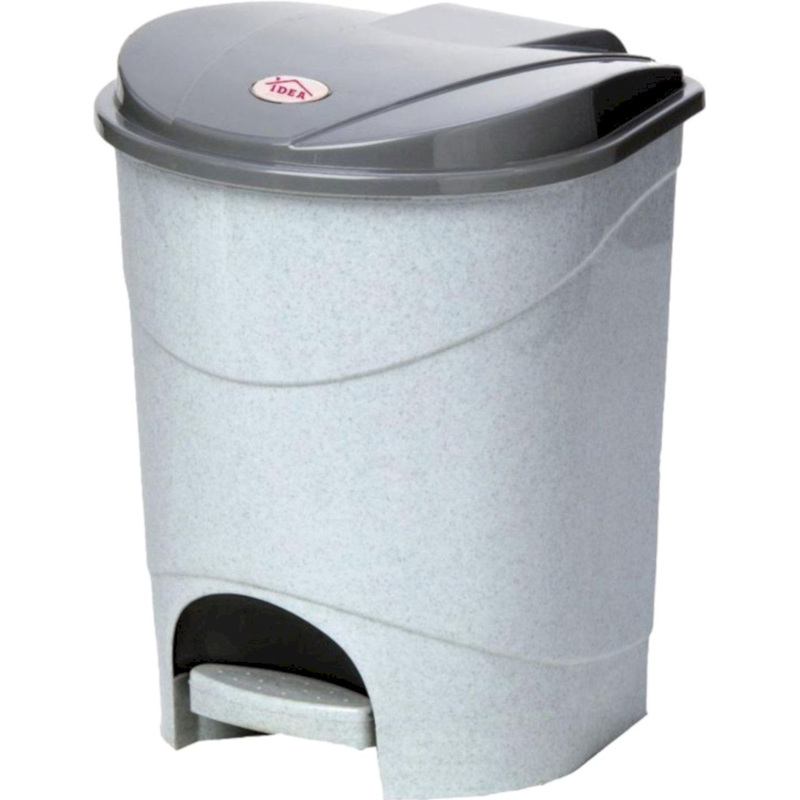 Изображение товара Ведро 11 л с педалью, пластик, серый/чёрный, 26x26x33 см