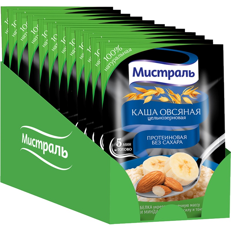 Изображение товара Каша Мистраль овсяная Протеиновая 40 г (12 штук в упаковке)