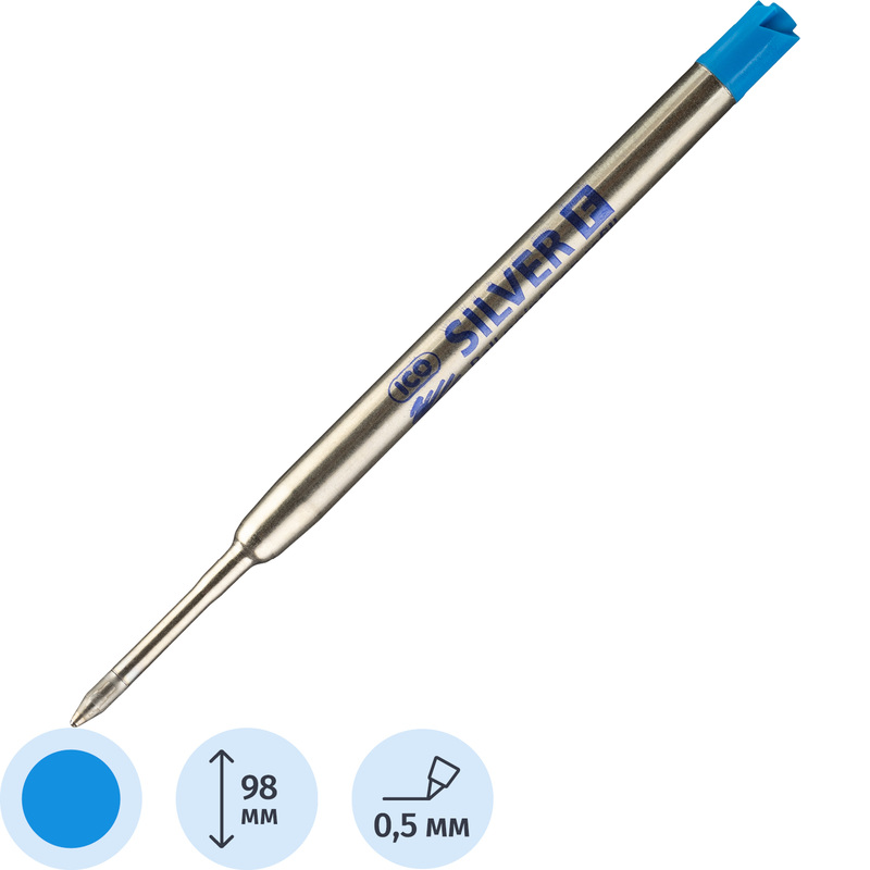 Изображение товара Стержень шариковый ICO Silver Parker синий 98 мм 0.5 мм