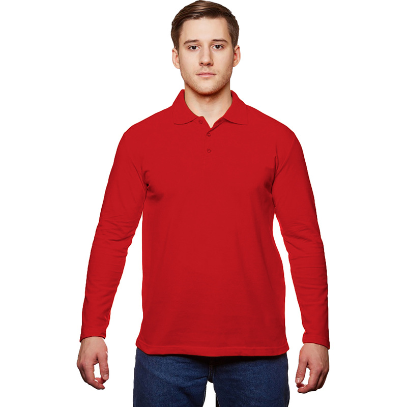 Изображение товара Мужская рубашка поло NN красная с длинным рукавом, 4XL