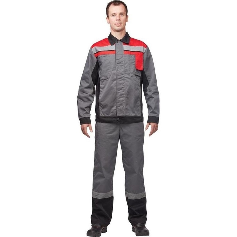 Изображение товара Рабочий летний мужской костюм л19-КБР с светоотражающей полосой серый/красный размер 44-46 Изображение товара Рабочий летний мужской костюм л19-КБР с светоотражающей полосой серый/красный размер 44-46