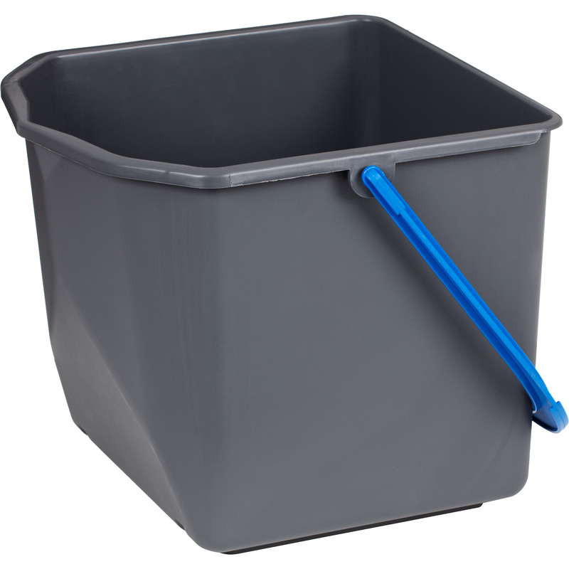 Изображение товара Ведро Росмоп 25 л пластик серое/синяя ручка (с мерной шкалой, ударопрочное)