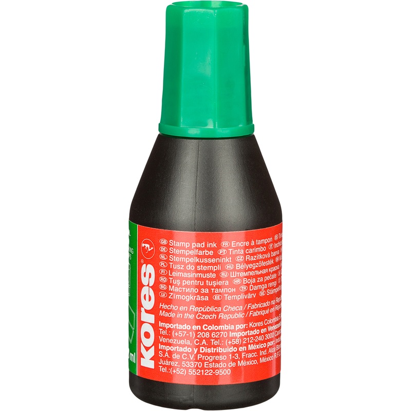Изображение товара Краска штемпельная Kores зеленая на водно-масляной основе 28 мл