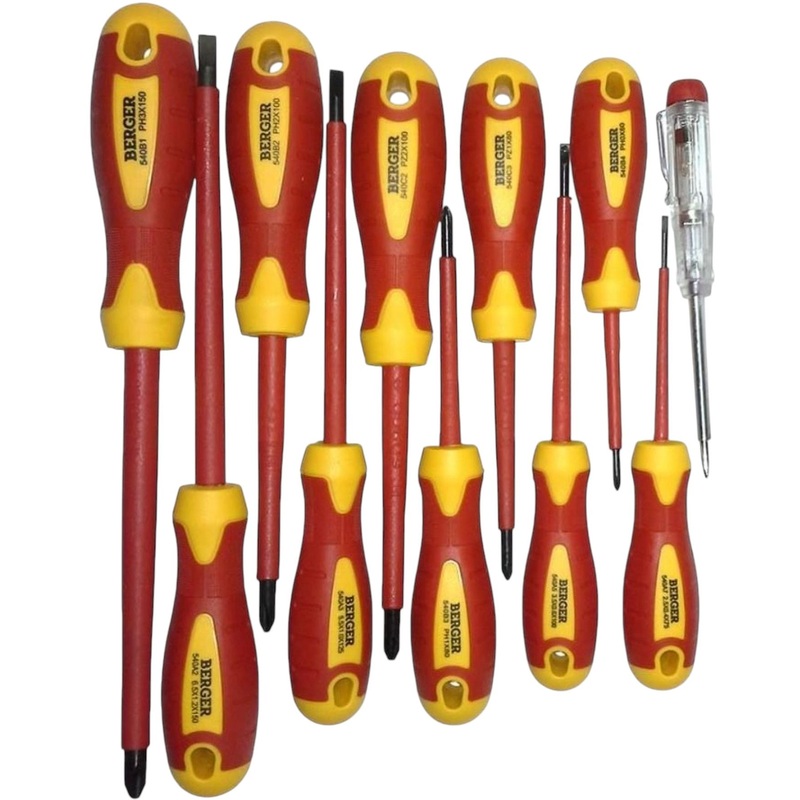 Изображение товара Набор диэлектрических отверток Berger BG1066 для электриков 11 предметов