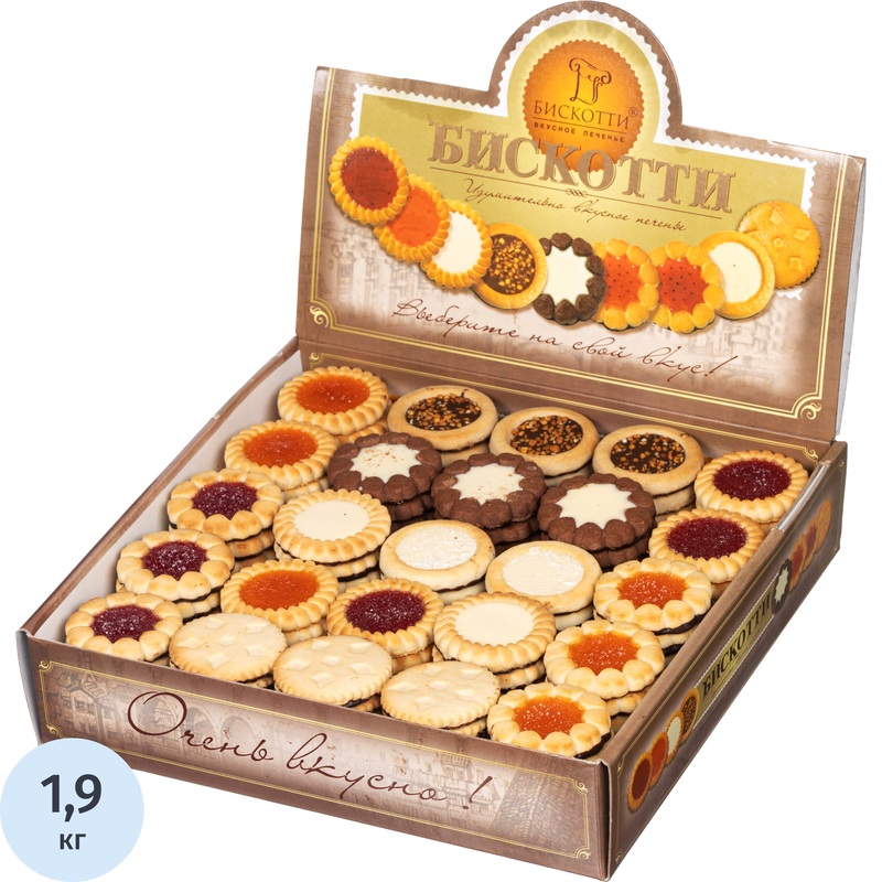 Изображение товара Печенье сдобное Бискотти Ассорти 1,9 кг высокое качество ассортимент