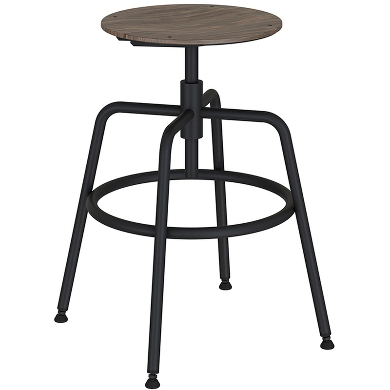 Изображение товара Чёрный табурет из фанеры и стали 392х392х627 мм эргономичный и прочный