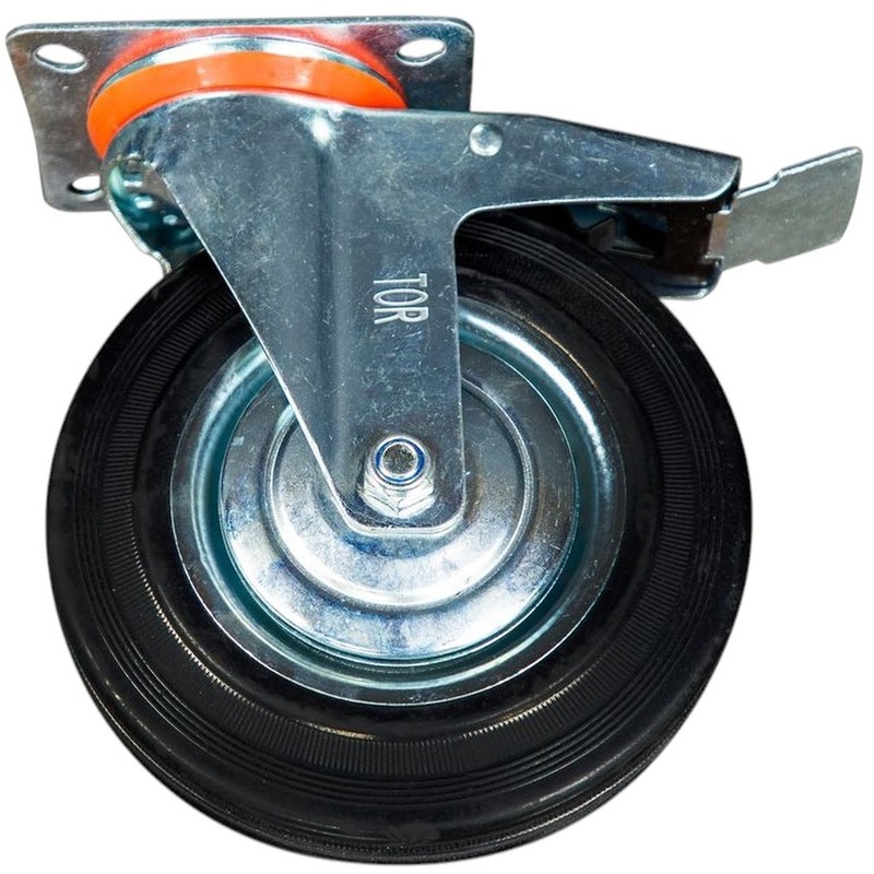 Изображение товара Колесо для тележки поворотное 200 мм с тормозом