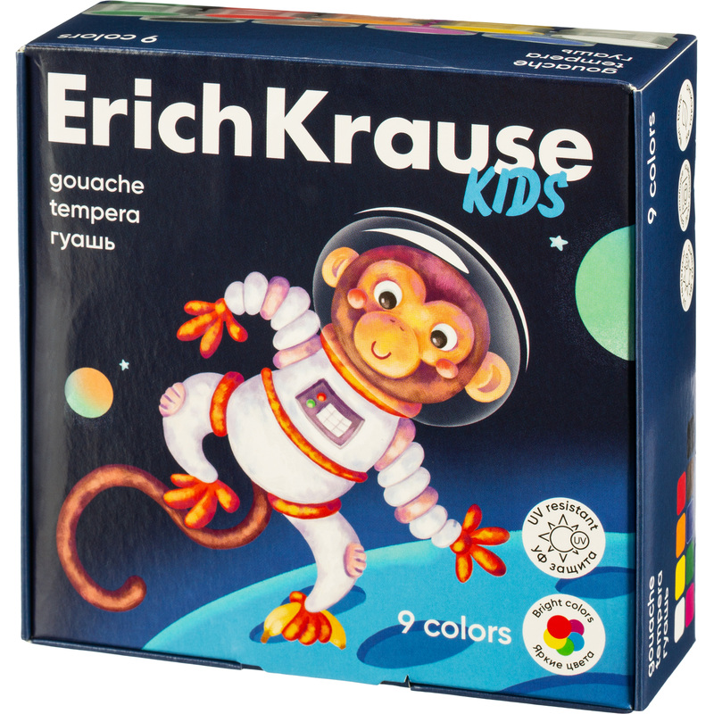 Изображение товара Гуашь Erich Krause Kids Space Animals 9 цветов по 20 мл