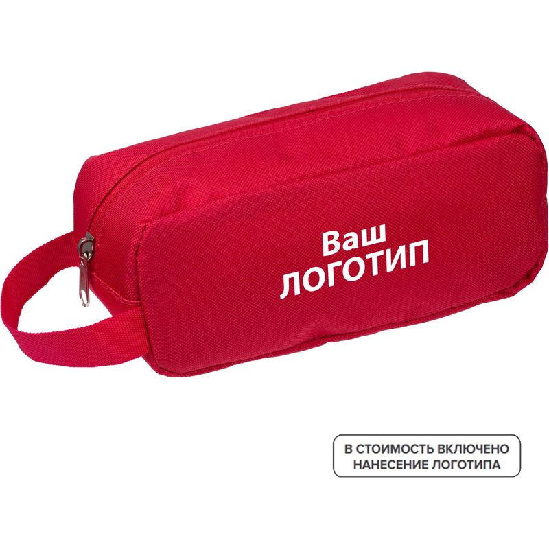 Изображение товара Косметичка Anytime из полиэстера красная с нанесением логотипа 20x9x9 см