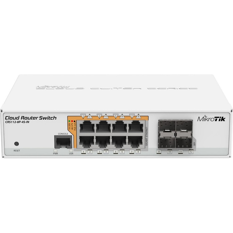 Изображение товара Коммутатор MikroTik CRS112-8P-4S-IN с 8 портами LAN