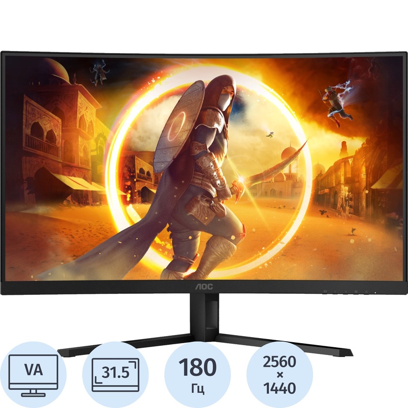 Изображение товара Монитор 31.5 AOC CQ32G4VE черный с изогнутым дисплеем, HDR, 180 Гц