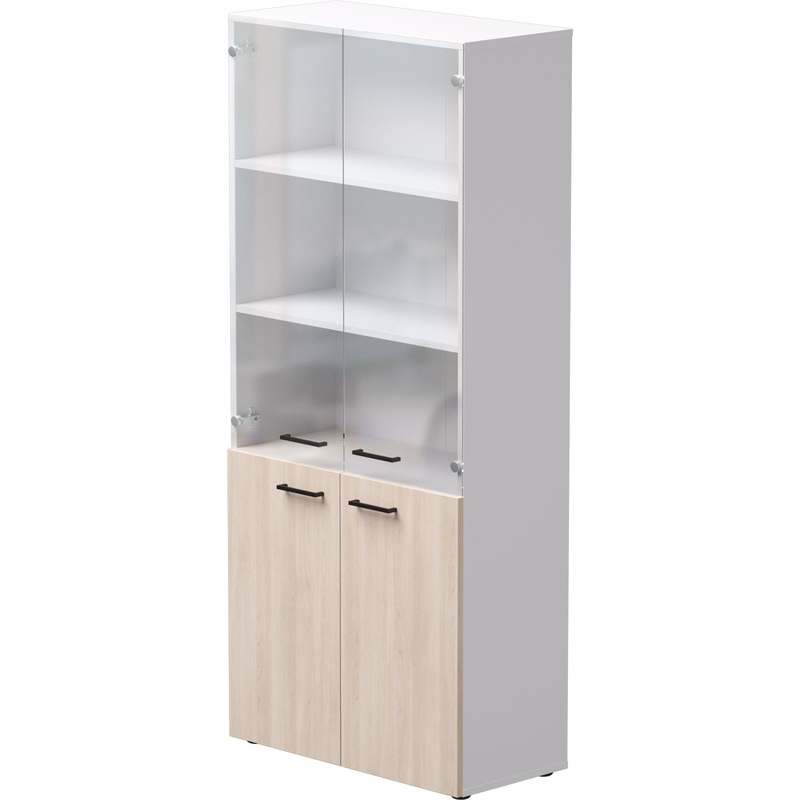 Изображение товара Шкаф для документов EVO 254H004W3DY закрытый со стеклом дуб соната/белый 800х383х1835 мм