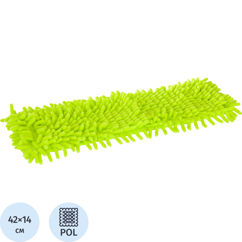 Изображение товара Насадка МОП для швабры-флаундера 42x14 см полиэстер зелёная