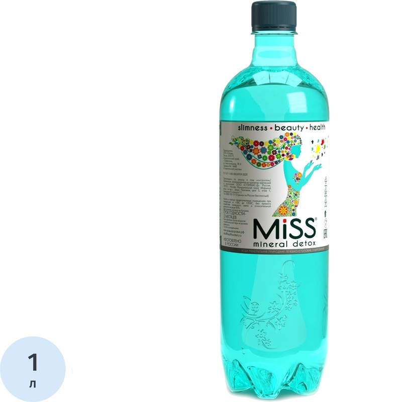 Изображение товара Вода минеральная Miss mineral detox лечебно-столовая газированная 1 л