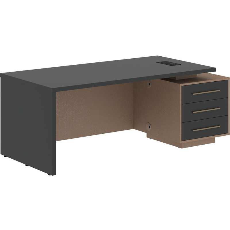 Изображение товара Стол руководителя с тумбой правый Velion VCT 2090 яшма чёрный кобра 2000x900x750 мм