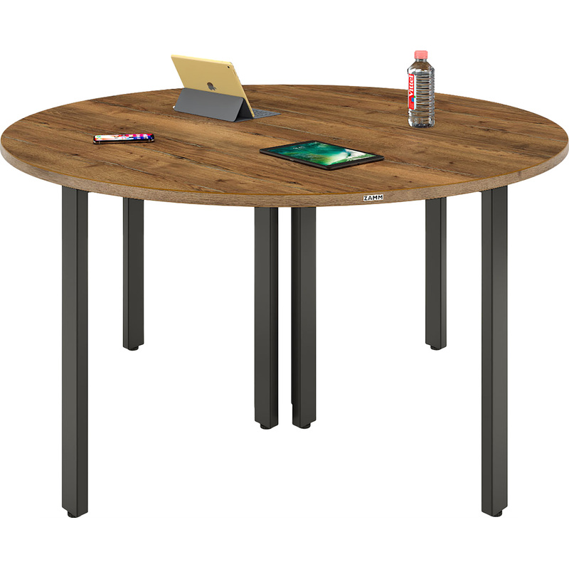 Изображение товара Стол для переговоров Zamm Формат 11686 круглый дуб галифакс олово/чёрный 1200х1200х745 мм