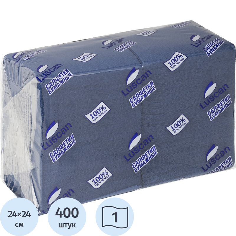 Изображение товара Салфетки бумажные Luscan Profi Pack 1-слойные 24х24 синие