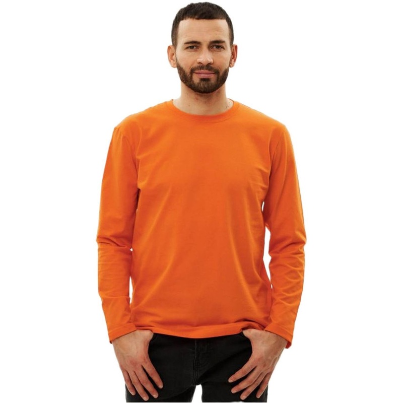 Изображение товара Футболка длинный рукав 100% хлопок оранжевая размер XXL