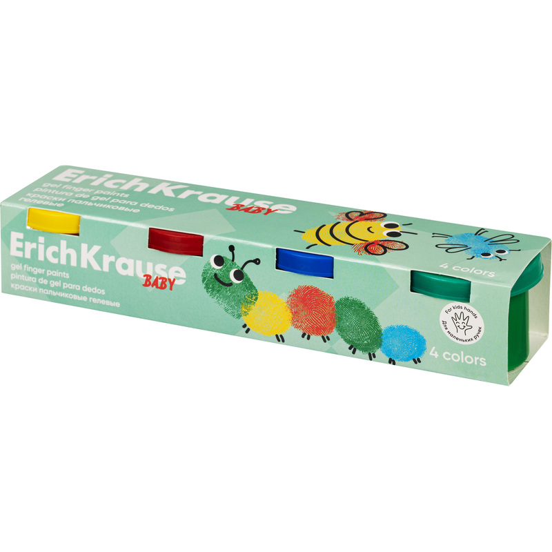 Изображение товара Краски пальчиковые ErichKrause Baby с Алоэ Вера 4 цвета по 35 мл для малышей