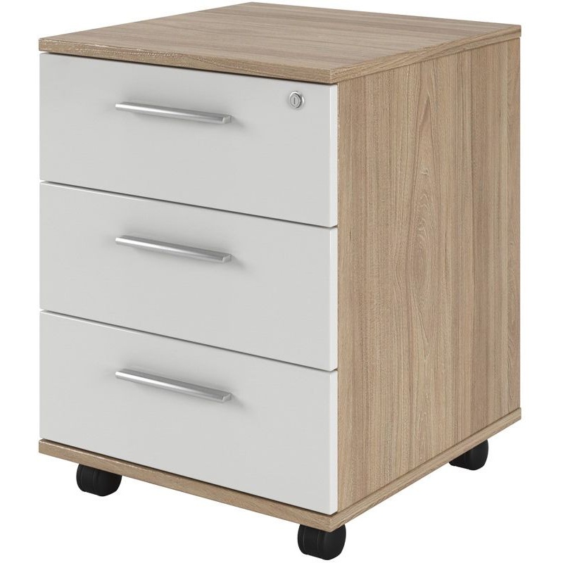 Изображение товара Тумба подкатная Asti (P) AST33931321 с замком (вяз/белый, 450х430х510 мм, 3 ящика)