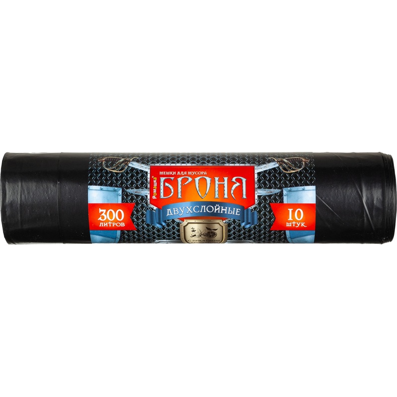 Изображение товара Мешки для мусора Ромашка 300 л черные ПВД 60 мкм 10 штук