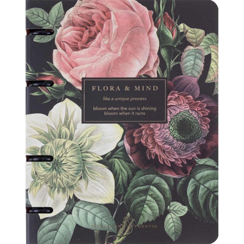 Изображение товара Тетрадь на кольцах со сменным блоком Be Smart Flora Букет А5 120 листов с рисунком в клетку с перфорацией, матовая ламинация