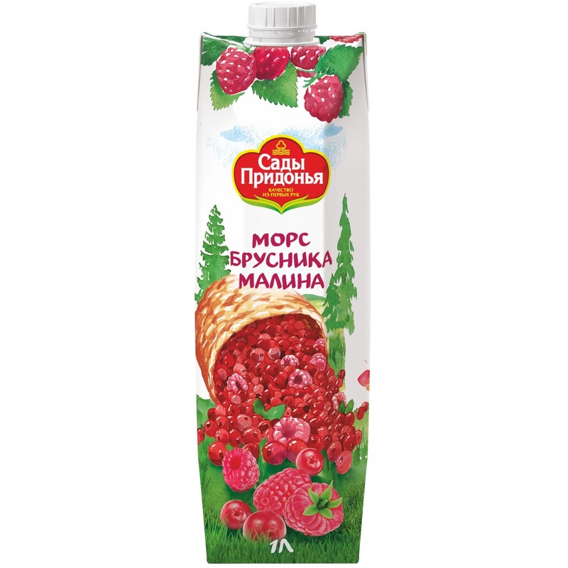 Изображение товара Морс Сады Придонья брусника-малина 1 л натуральный напиток без мякоти