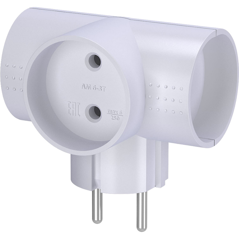 Изображение товара Разветвитель Фотон АМ 6-3Т 3 розетки без заземления белый 250 Вт