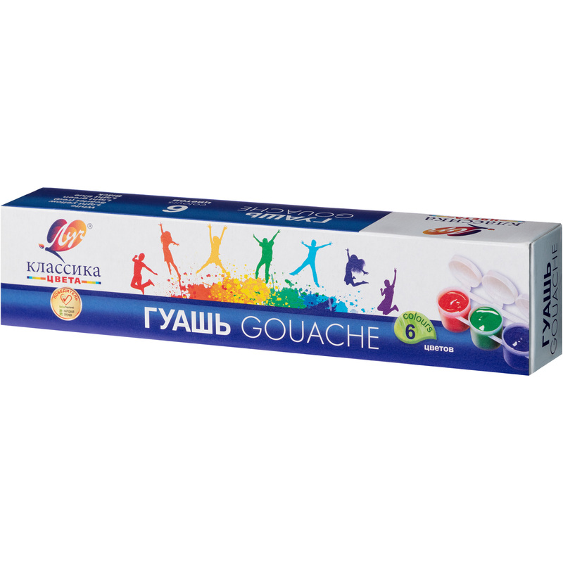 Изображение товара Гуашь Луч Классика 6 цветов по 20 мл для детского творчества качественная