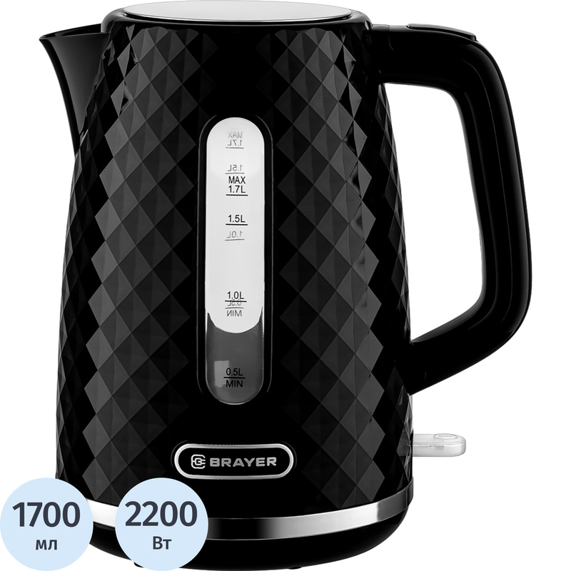 Изображение товара Электрический чайник Brayer BR6104BK черный 1.7 л мощность 2200 Вт