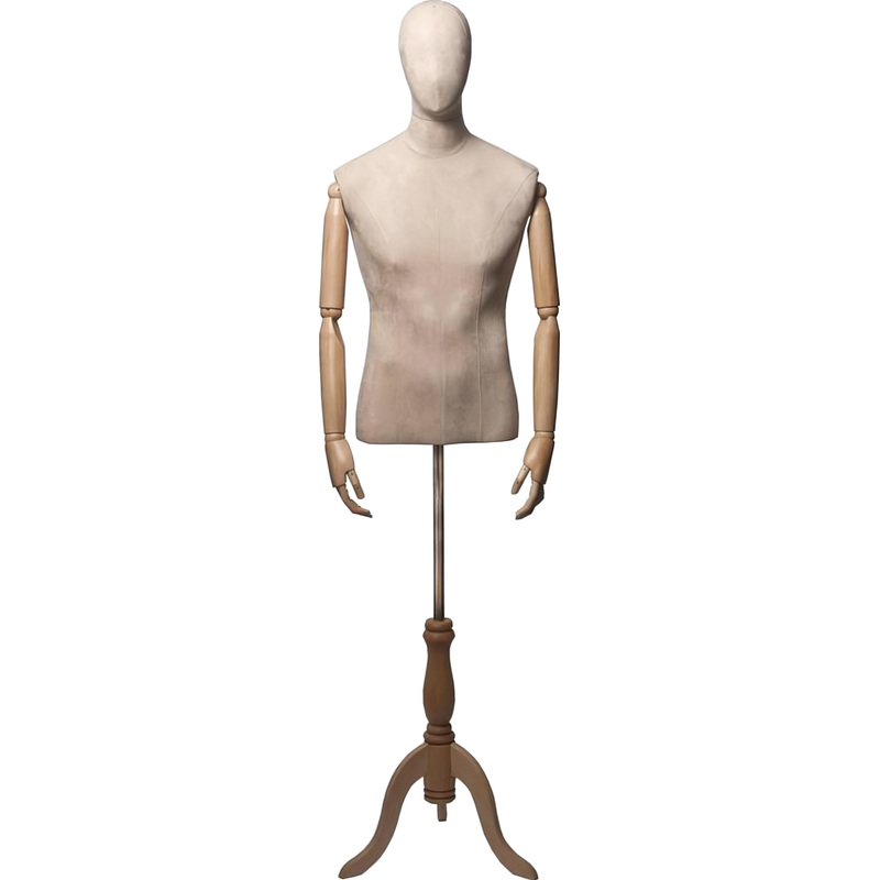 Изображение товара Манекен Торс мужской Originals 01 на деревянной подставке, регулируемый, светлый цвет