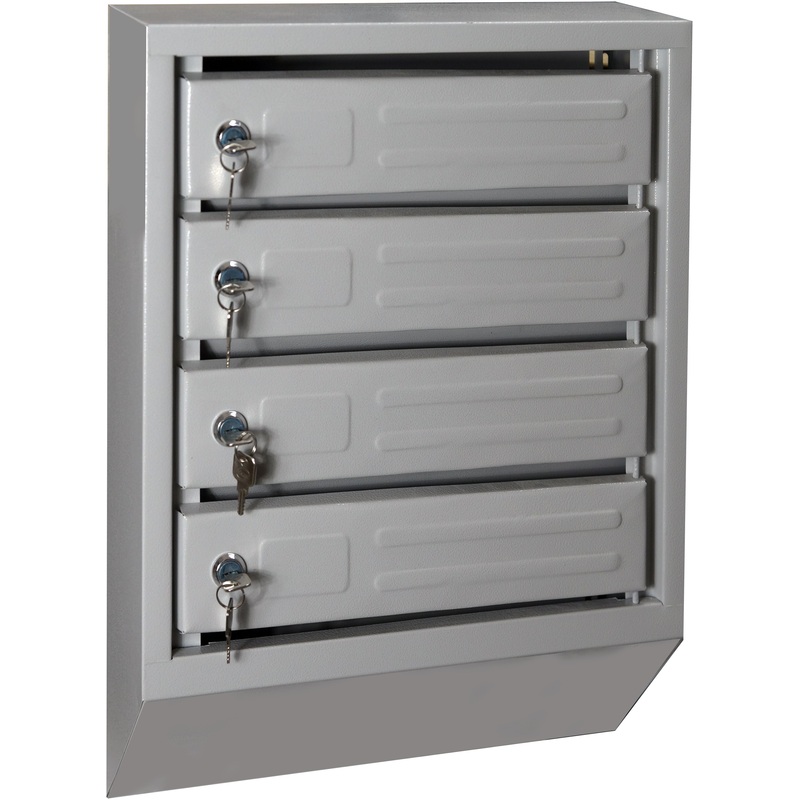 Изображение товара Почтовый ящик Klesto 4-секционный серый 395х120х530 мм металлический