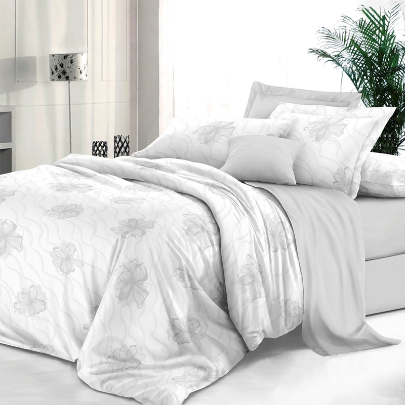 Изображение товара Комплект постельного белья Эльф Sateen De Luxe 2-спальное с европростынёй сатин 70x70 см (145 Жозефина)