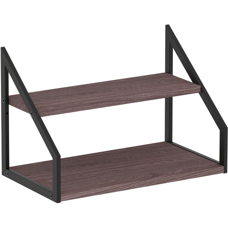 Изображение товара Настенная и настольная полка Комус Онега-8 чёрный муар и ясень анкор