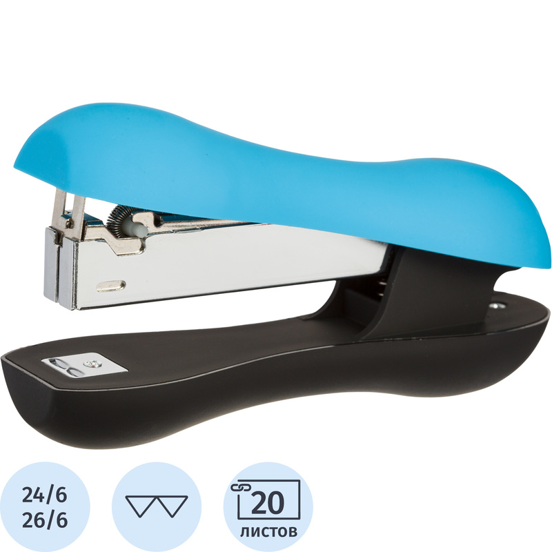 Изображение товара Степлер вертикальный Attache Comfort до 20 листов черный голубой