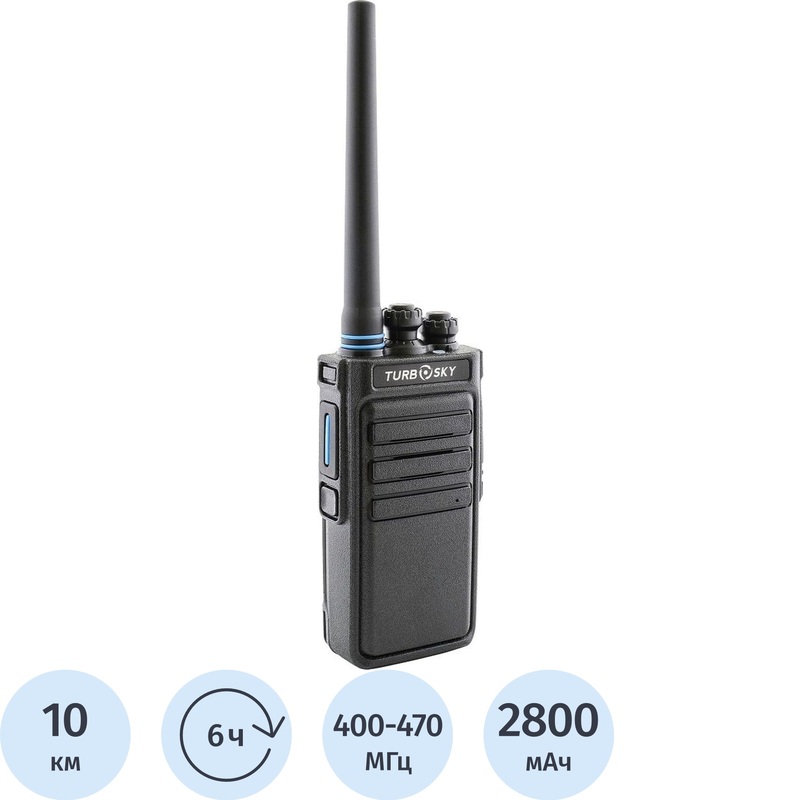 Изображение товара Рация Turbosky T6 портативная UHF до 10 км IP54 Li-ion 16 каналов