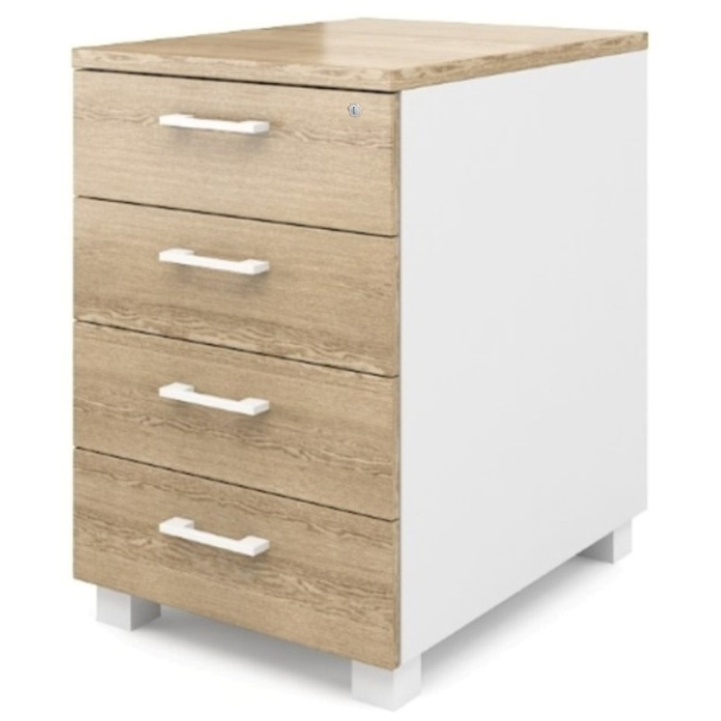 Изображение товара Тумба приставная Alba AL-3.2 с центральным замком (дуб нельсон/белый, 500х680х750 мм, 4 ящика)