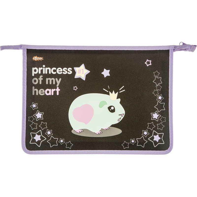 Изображение товара Папка для тетрадей Комус Класс Princess А4 пластик с 1 отделением на молнии