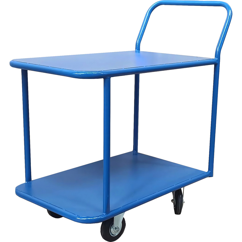 Изображение товара Платформенная двухъярусная тележка КП-2-М-200-К с грузоподъемностью 550 кг и металлическим каркасом