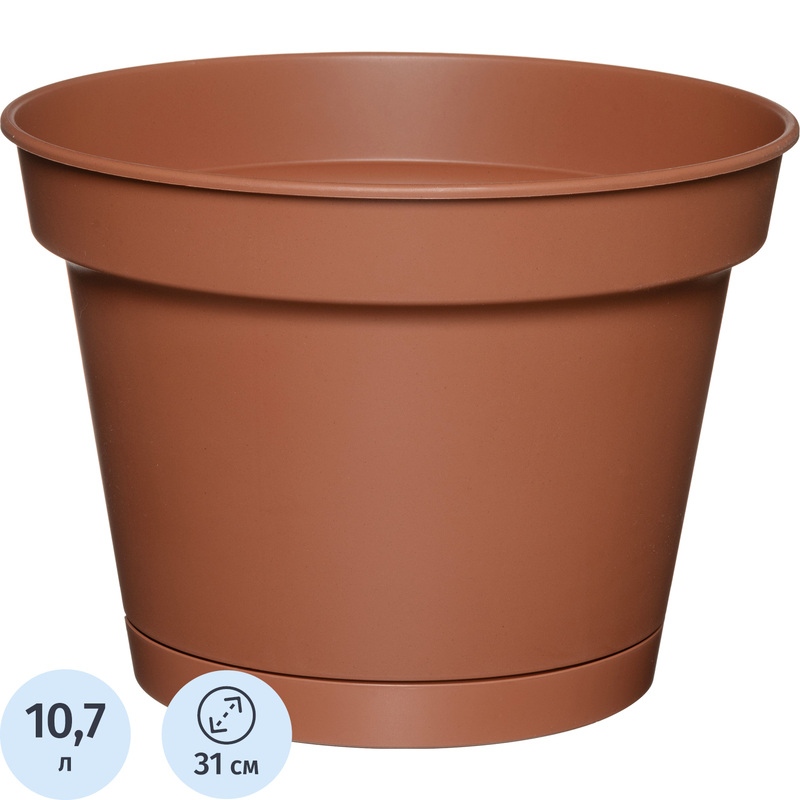 Изображение товара Горшок для цветов с поддоном Idiland Mint 10.7 л терракотовый (22.7x31 см)