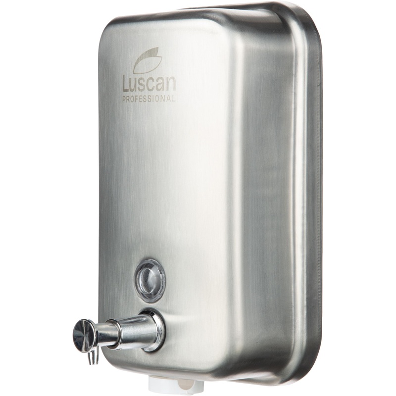 Изображение товара Дозатор Luscan Professional 1 л для жидкого мыла — настенный, нержавеющая сталь, антивандальный кор