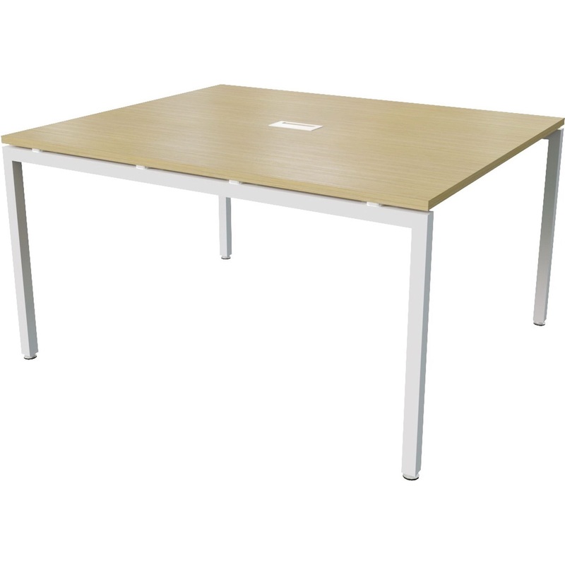 Изображение товара Стол для переговоров Steel 11701 с подрозетником (дуб светлый/белый, 1200х1430х762 мм)