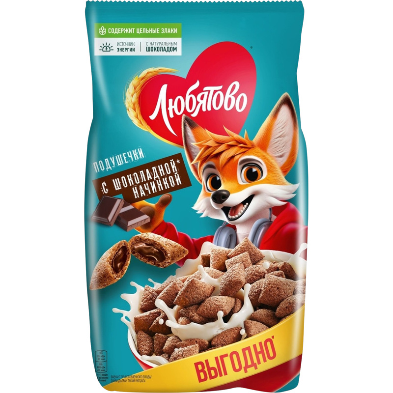 Изображение товара Подушечки Любятово с шоколадной начинкой 500 г полезные и вкусные завтрак