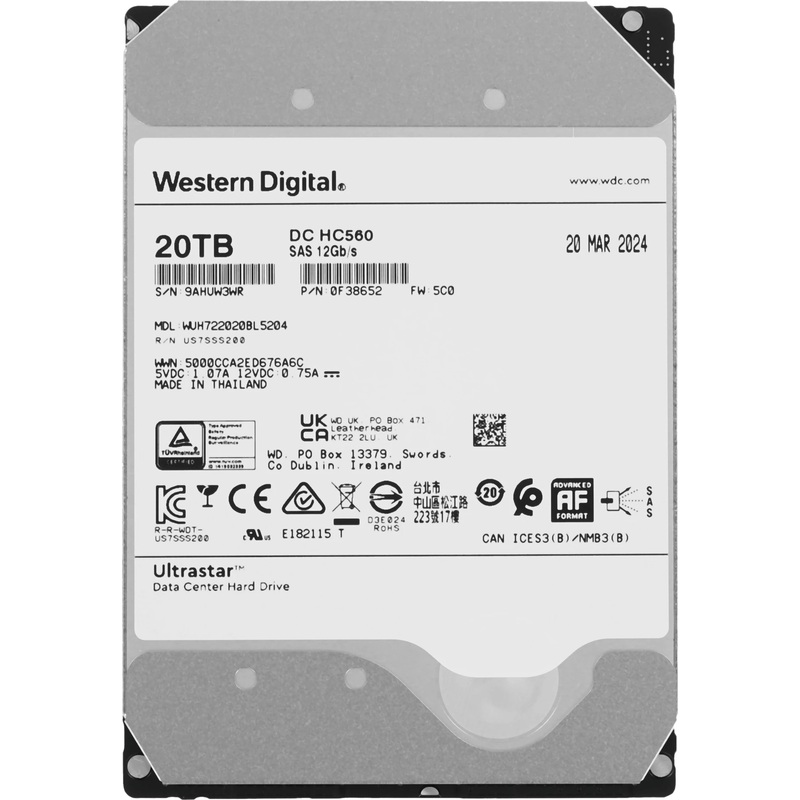 Изображение товара Жёсткий диск Western Digital Ultrastar 20 ТБ (WUH722020BL5204)