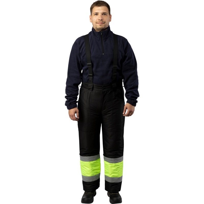 Изображение товара Зимние рабочие мужские брюки з28-БР из ткани кошачий глаз с утеплителем и светоотражающими элемента